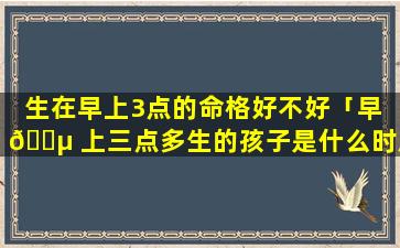 生在早上3点的命格好不好「早 🌵 上三点多生的孩子是什么时辰 🍁 」